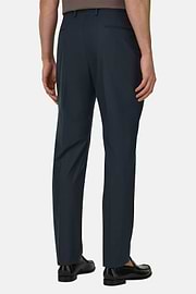Pantaloni In Cotone Tencel, Navy, thumb, 3