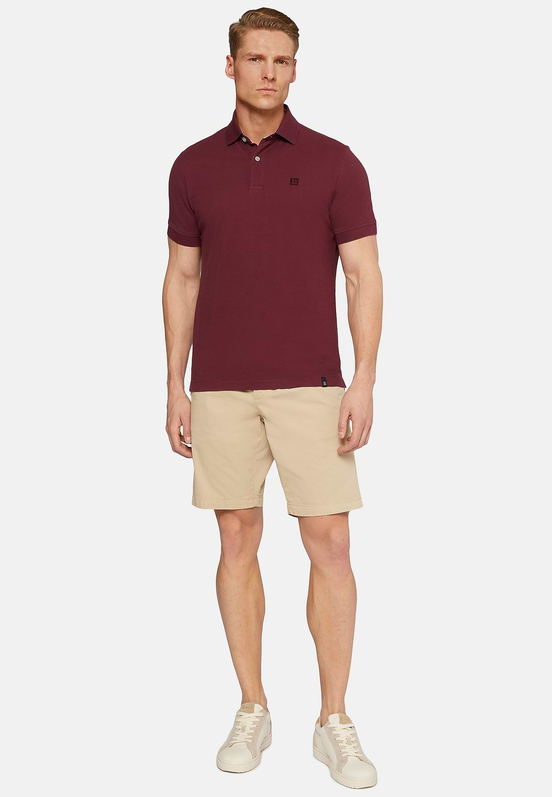 Cotton Piqué Polo Shirt, Burgundy, hi-res