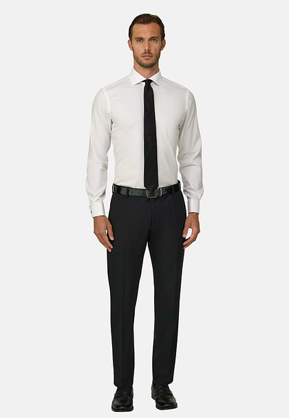 Trousers in Stretch Knitted Wool, Black, hi-res