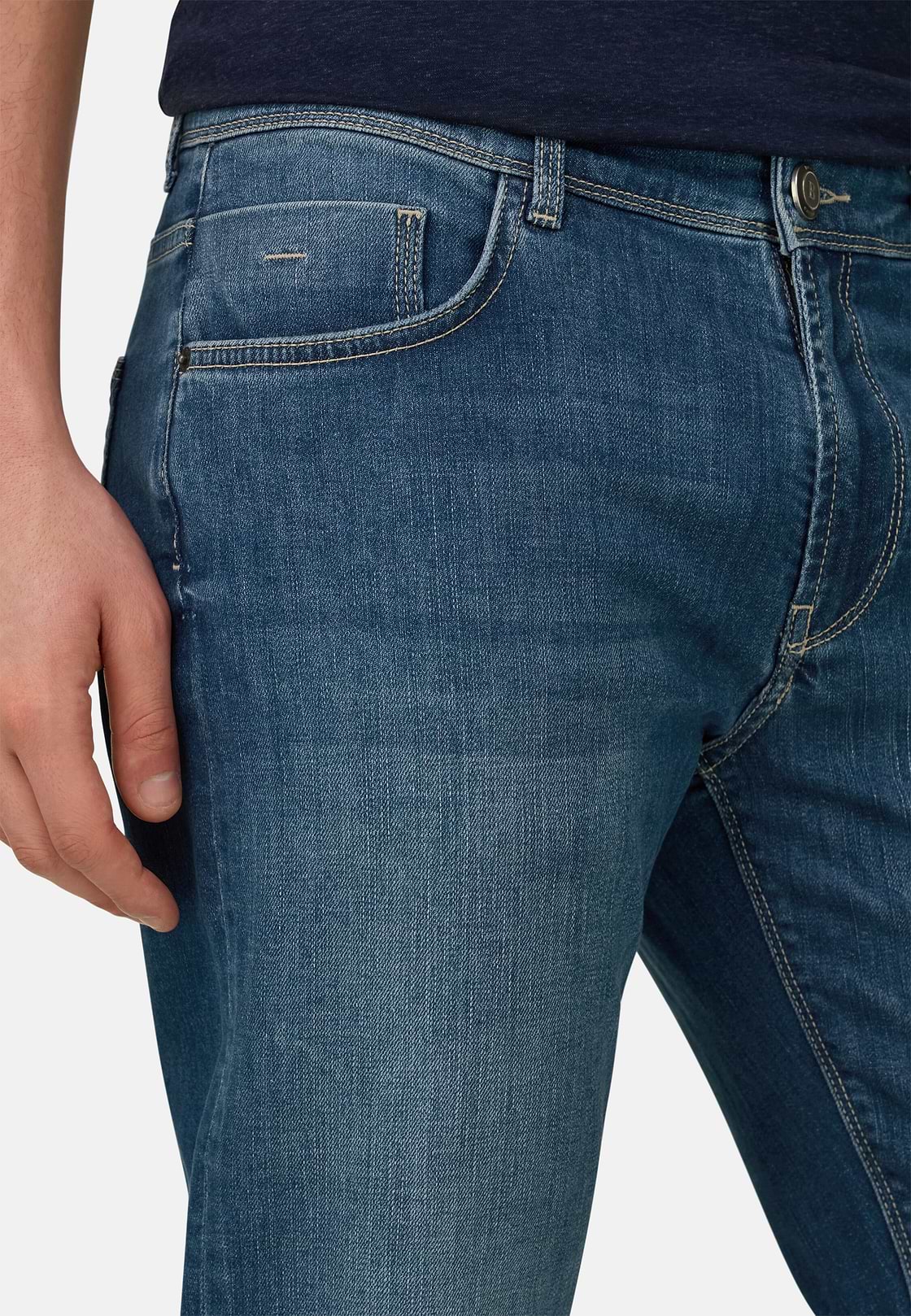 Vaquero De Denim Elástico Azul Medio, Azul, hi-res, 4