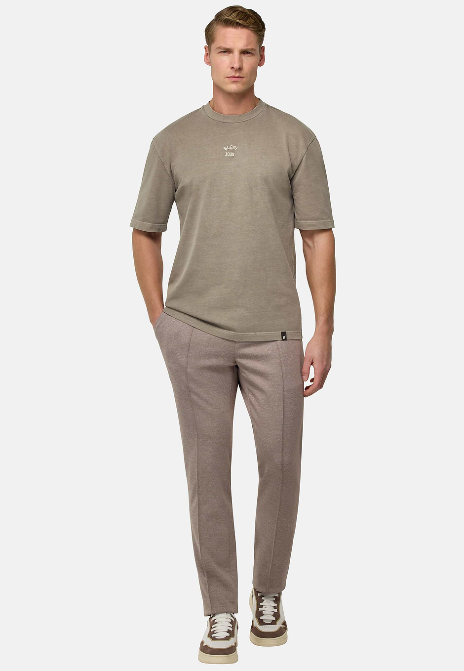Cotton Jersey T-Shirt, Taupe, hi-res