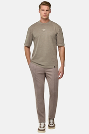 T-Shirt En Jersey De Coton, Taupe, hi-res