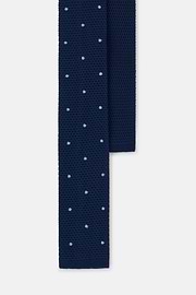 Krawatte Maschenware Punktemuster Seide, Navy blau, thumb, 1