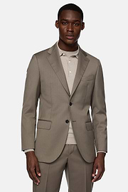 Dove Grey Herringbone Pure Wool Suit, Taupe, hi-res