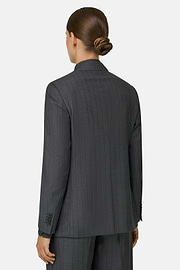Blazer Single-Breasted in Pinstripe Wool, Grey, thumb, 4
