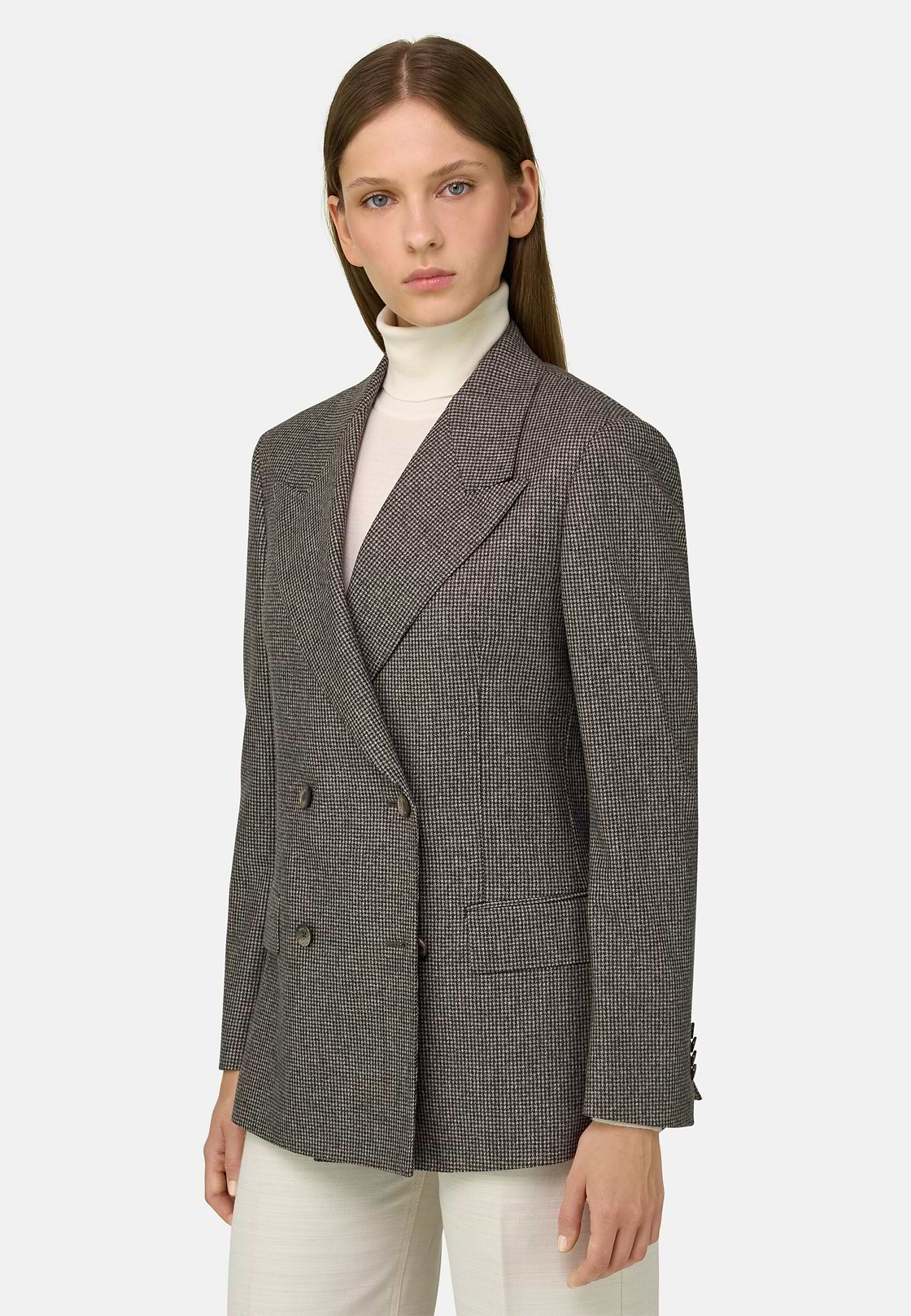 Blazer Double-Breasted in Wool, Taupe, hi-res, 1