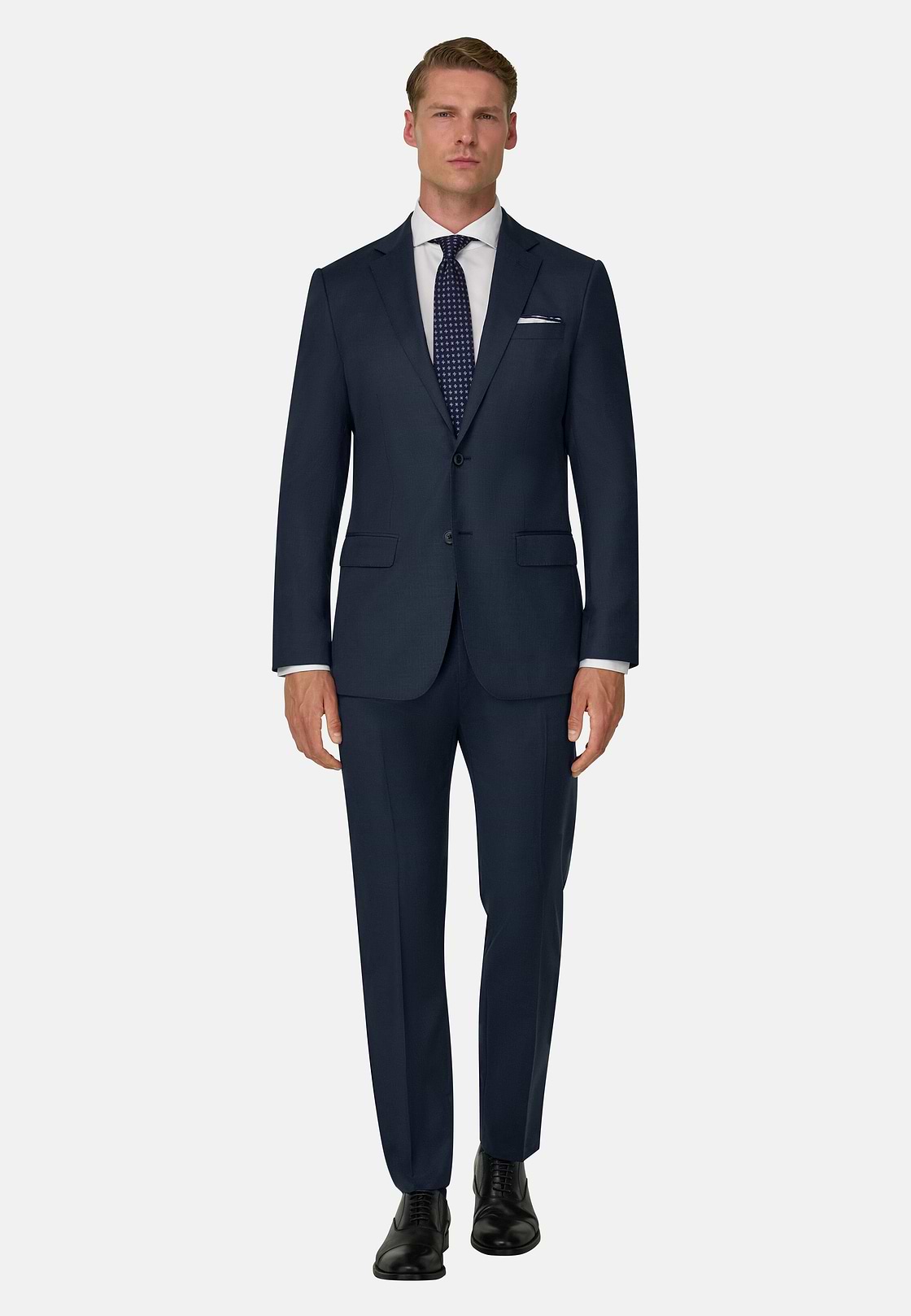 Suit Micro Patterned Stretch Wool, Navy blue, hi-res, 2