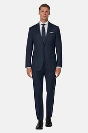 Suit Micro Patterned Stretch Wool, Navy blue, thumb, 2