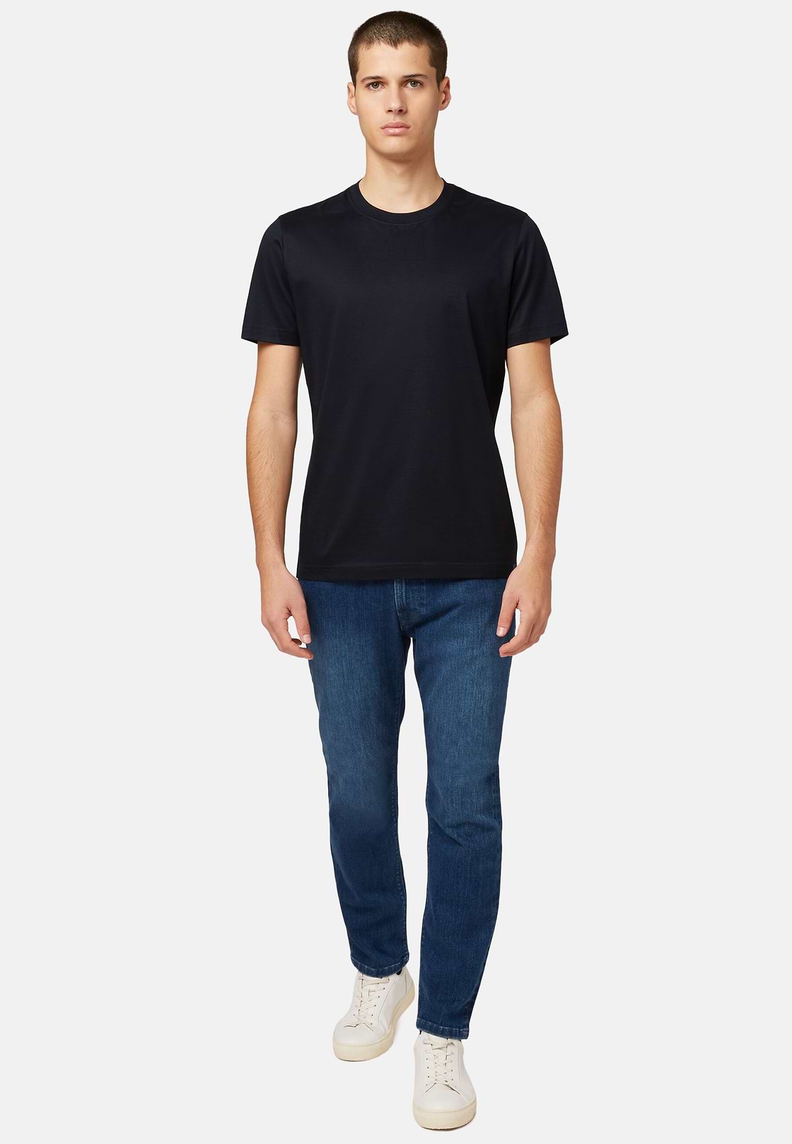 Camiseta De Punto De Algodón Pima, azul marino, hi-res