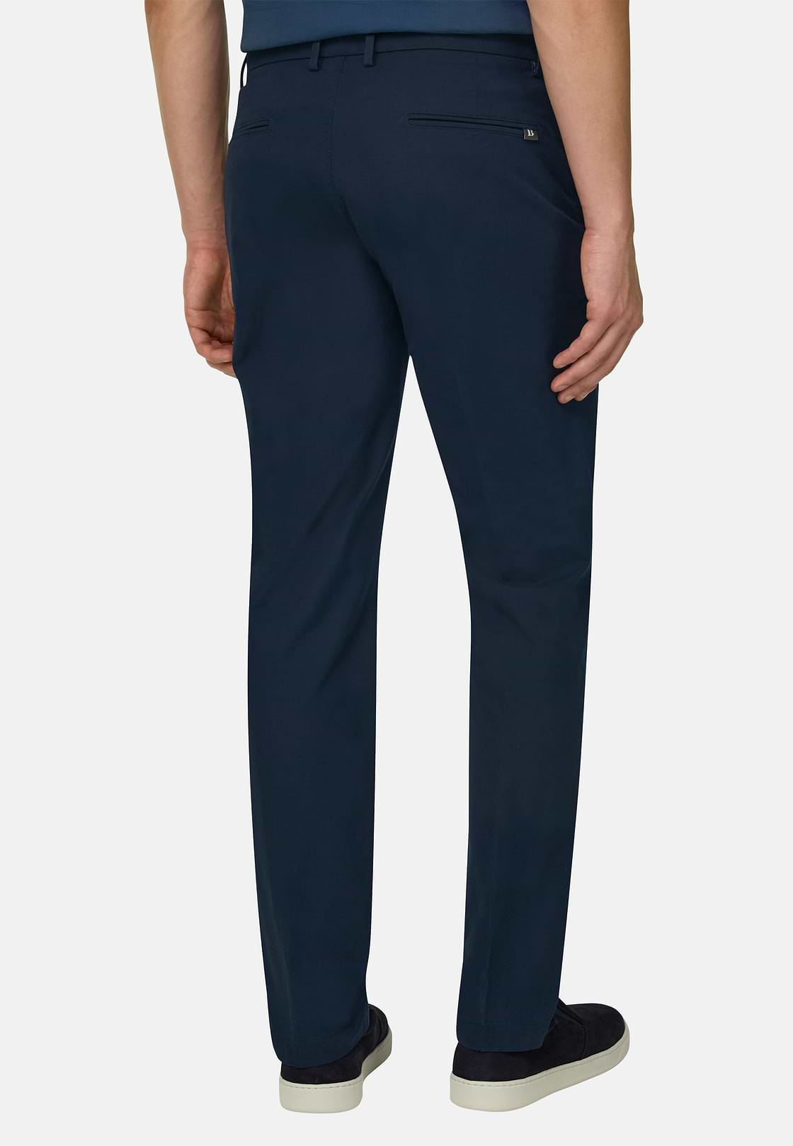 Stretch Cotton Trousers, Navy blue, hi-res, 4
