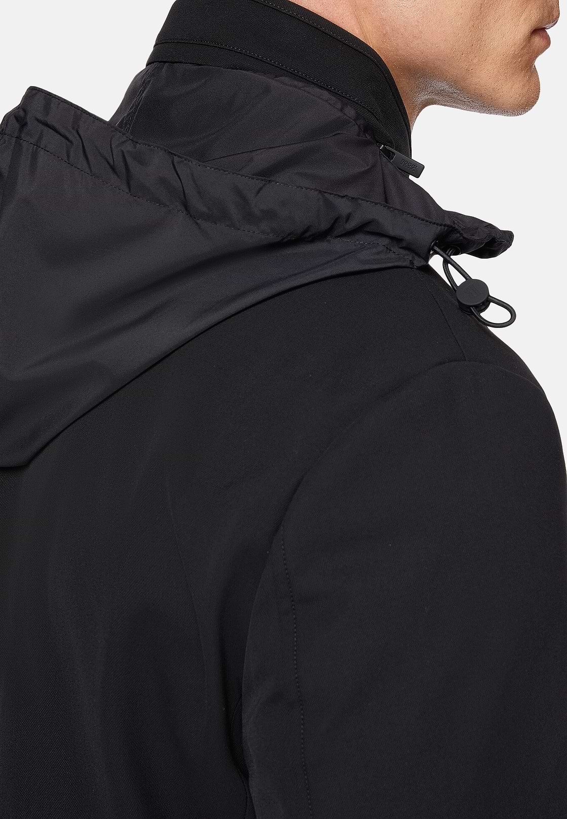 B Tech peacoat van technische stof, Black, hi-res