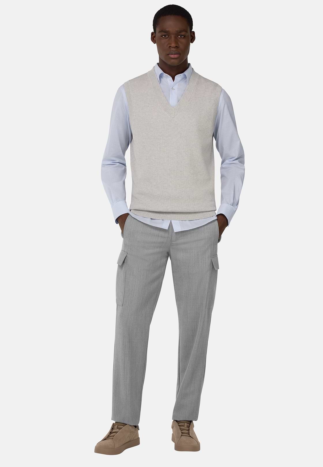 Technical Wool Trousers, Light grey, hi-res