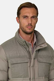 Bomber Flyn in Flannel and Technical Fabric Down, Sand, thumb, 3