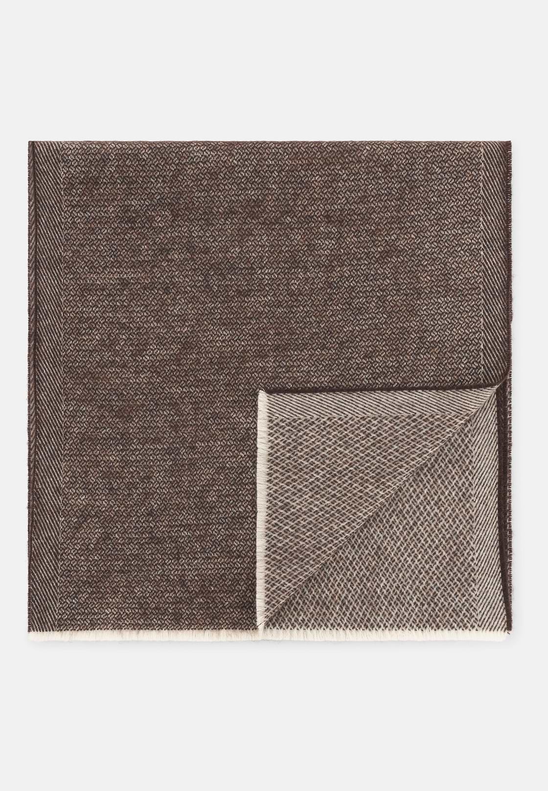 Scarf Micro Structured Jacquard Wool, Brown, hi-res, 1