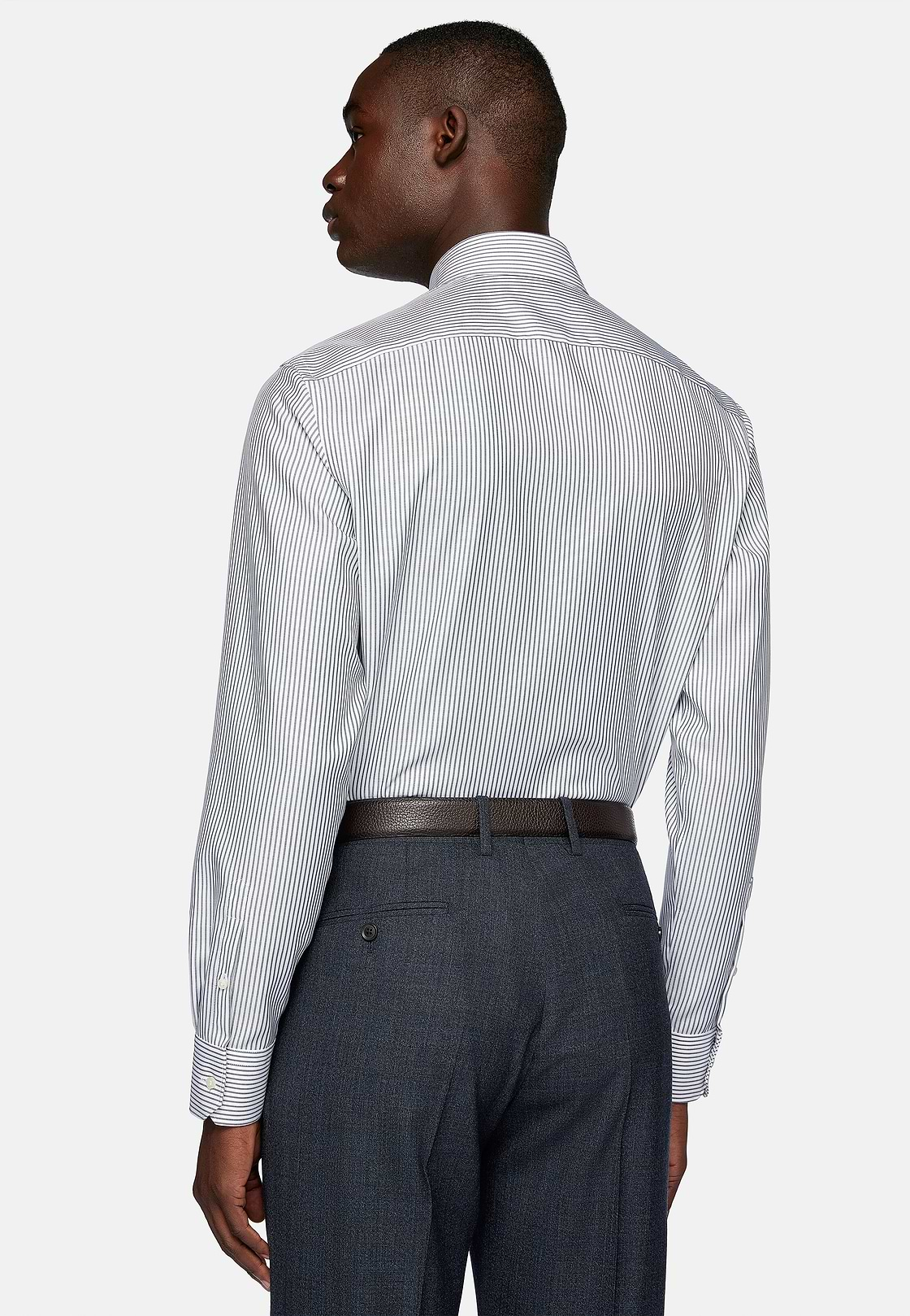 Gestreiftes Hemd Aus Baumwoll-Twill Slim Fit, Grün, hi-res