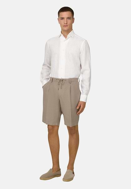 Bermudas in Linen, Taupe, hi-res