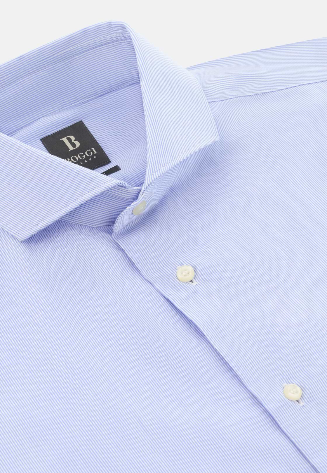 Camicia A Righe In Cotone Slim Fit, Azzurro, hi-res, 5