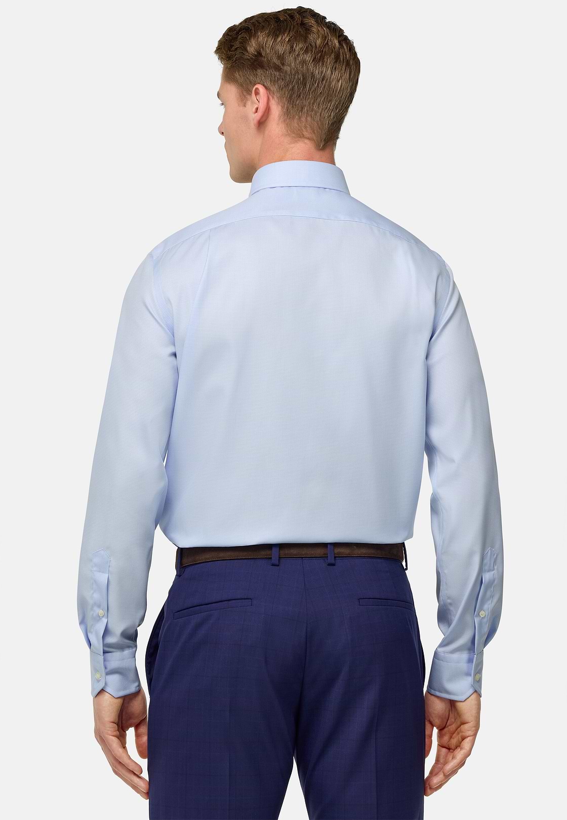 Regular Fit Houndstooth Cotton Shirt, Light Blue, hi-res