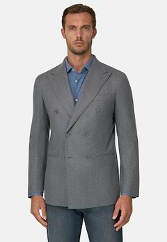 Double-Breasted Wool Flannel Blazer