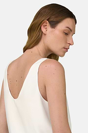 Regular Fit Viscose Silk Blend Top, Cream, thumb, 4