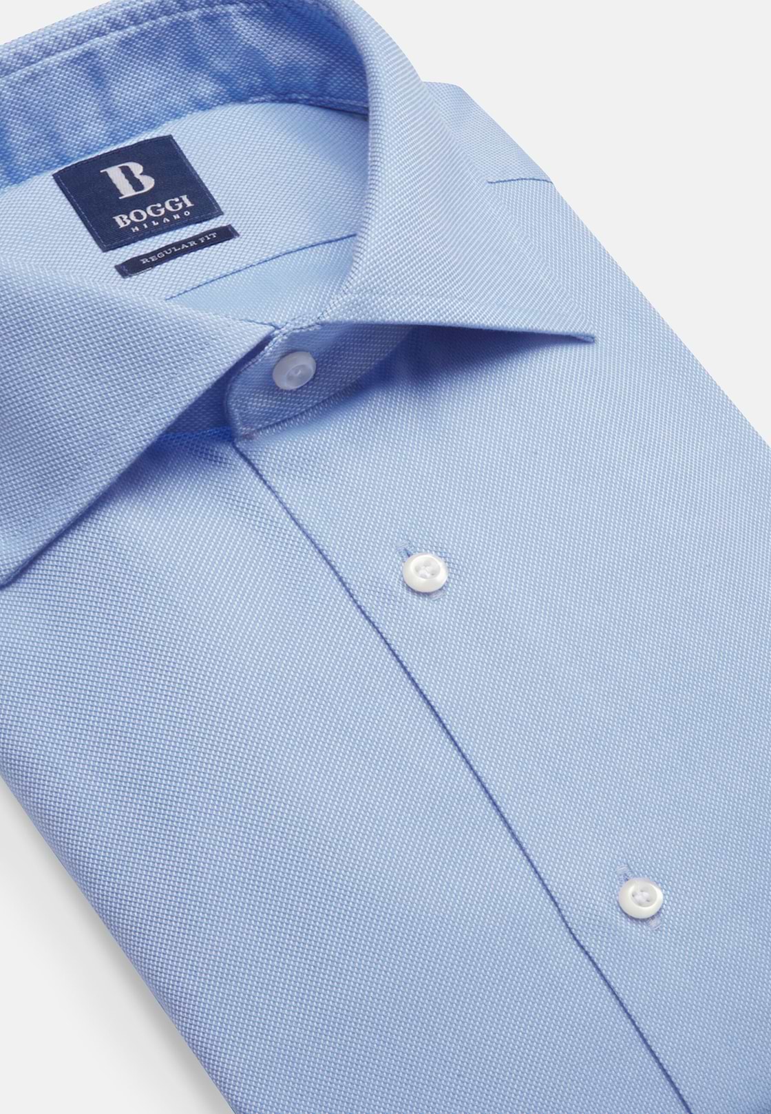 Regular Fit Sky Blue Cotton Dobby Shirt, Light Blu, hi-res