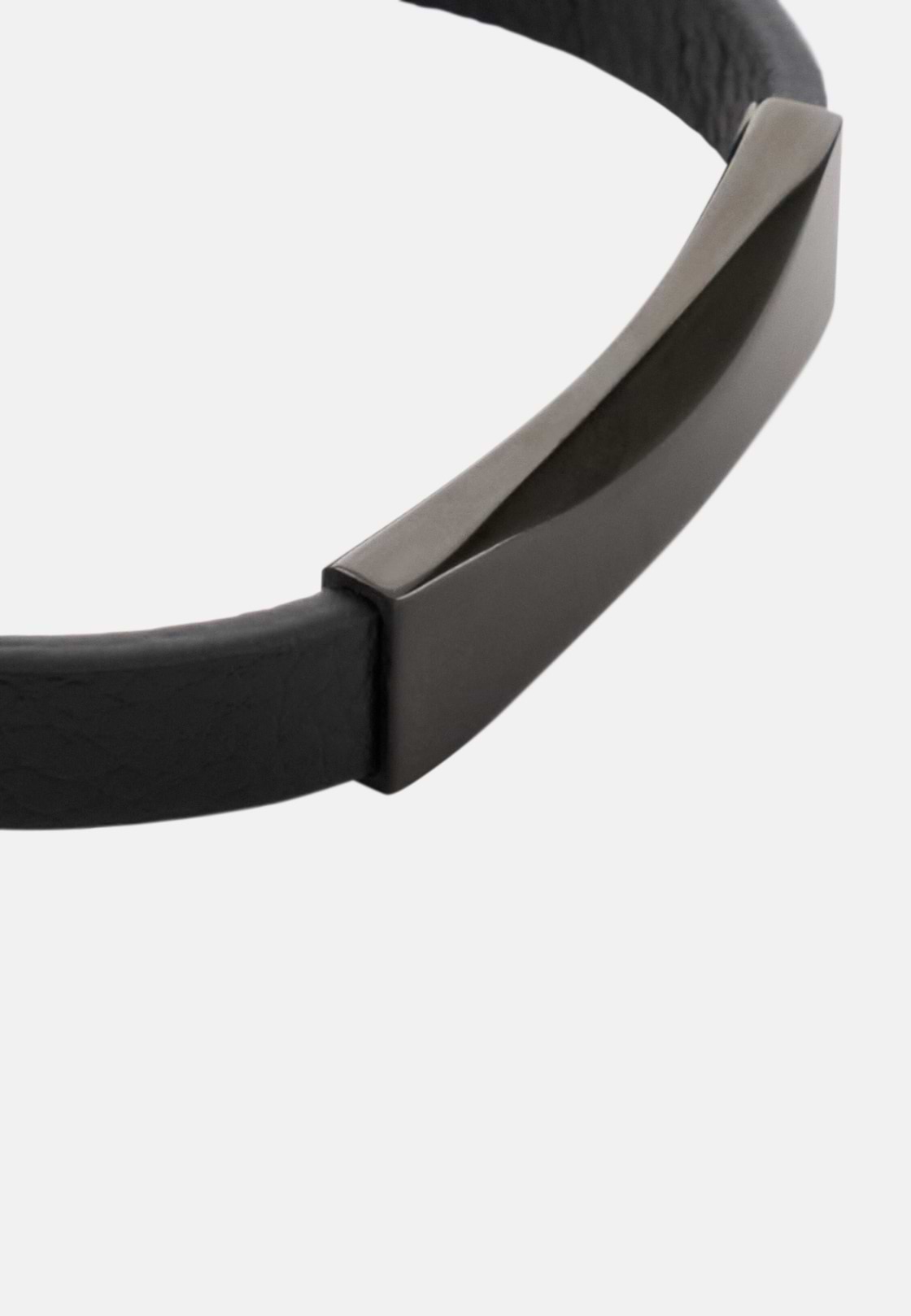 Pulsera De Piel Con Placa, Negro, hi-res, 2
