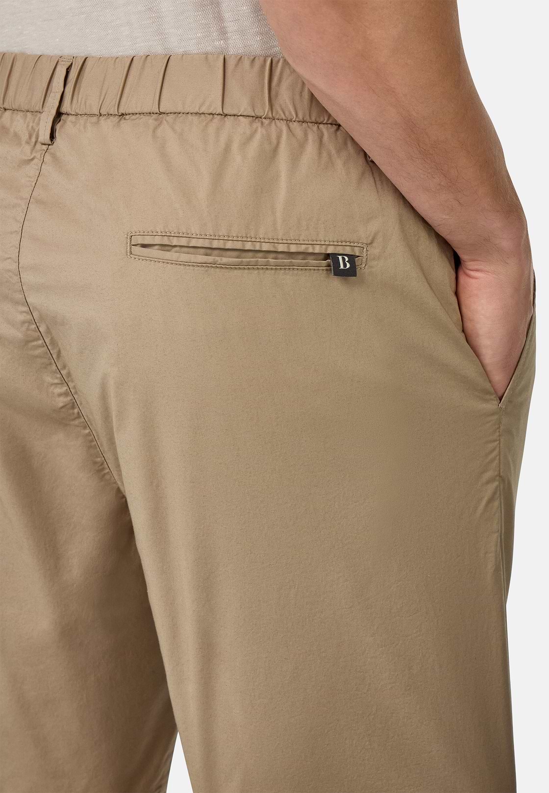 Stretch Cotton Bermuda Shorts, Taupe, hi-res