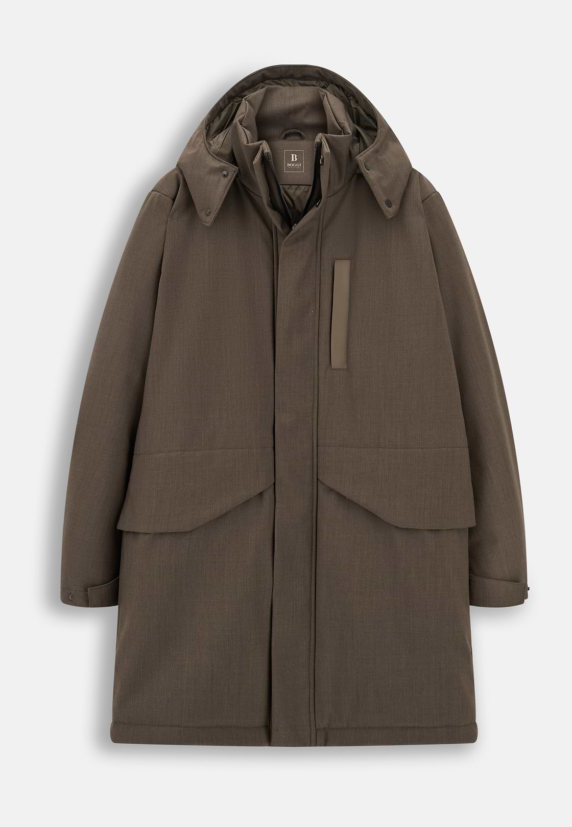 Long Jacket in Technical Wool, Brown, hi-res, 6