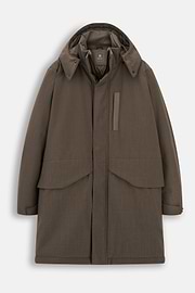 Long Jacket in Technical Wool, Brown, thumb, 6