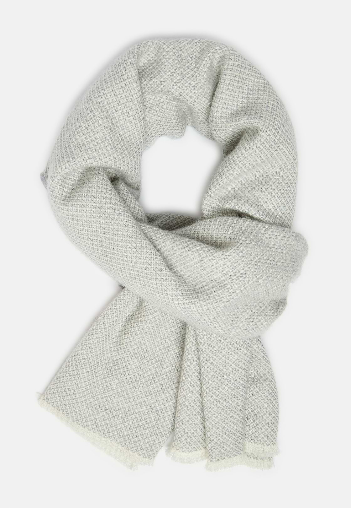 Herringbone Wool Scarf, Grey, hi-res