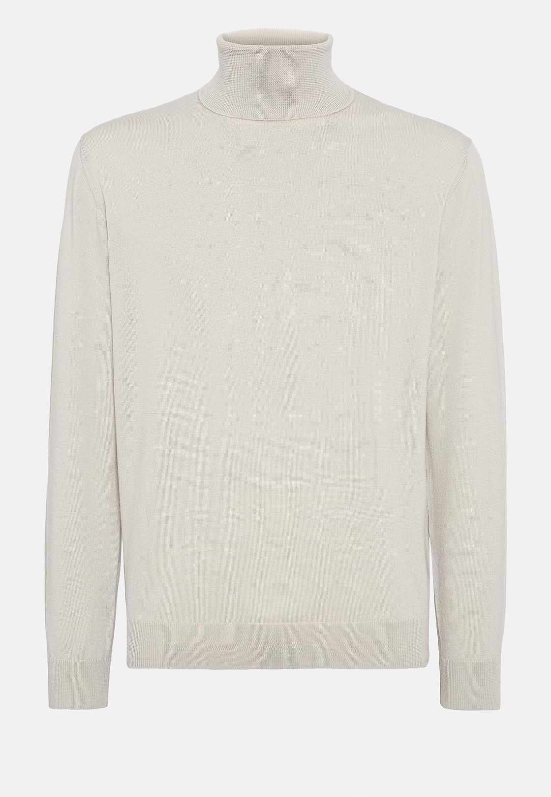 Light Grey Merino Wool Polo Neck Jumper, Light grey, hi-res