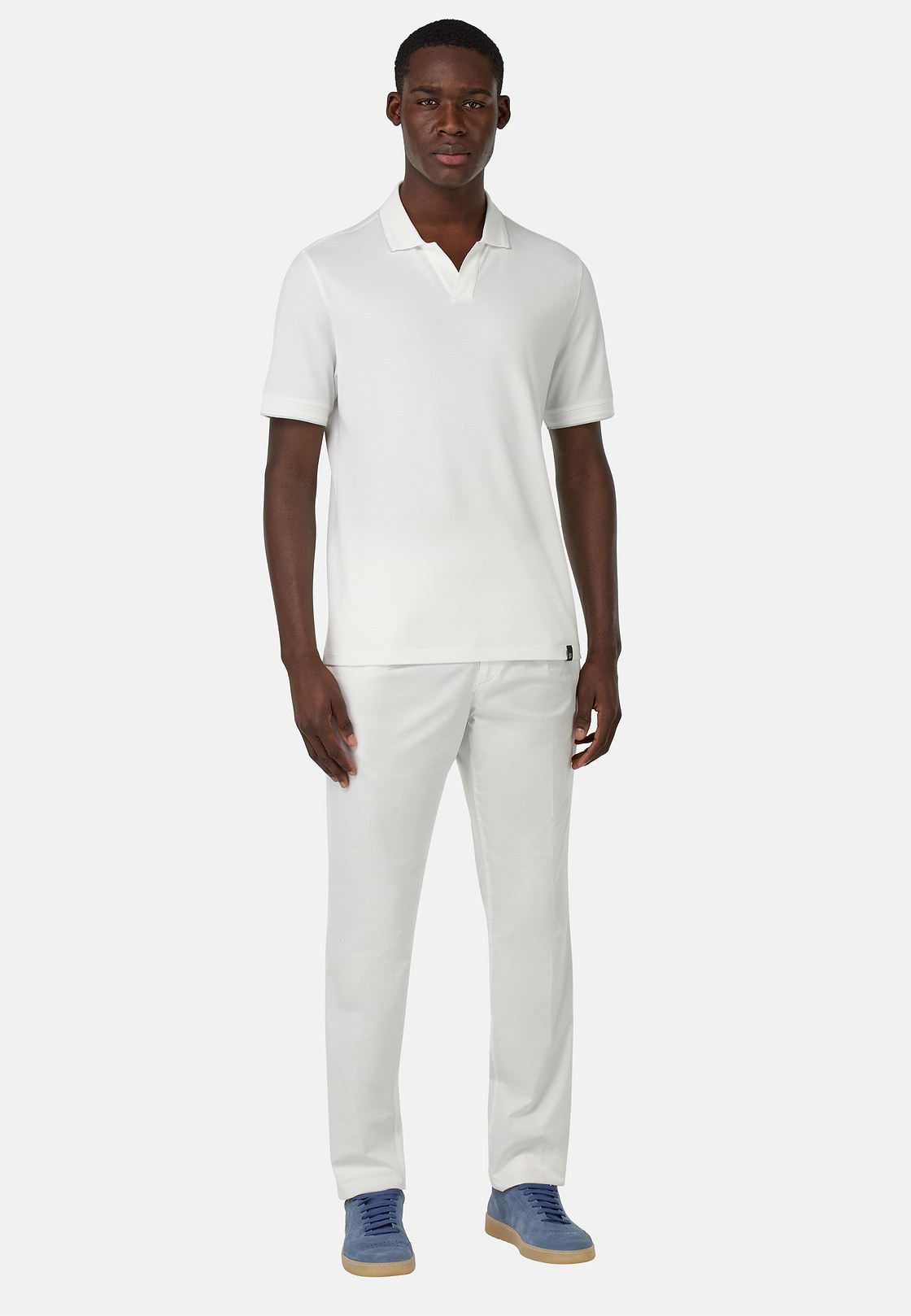 Stretch Cotton Trousers, White, hi-res
