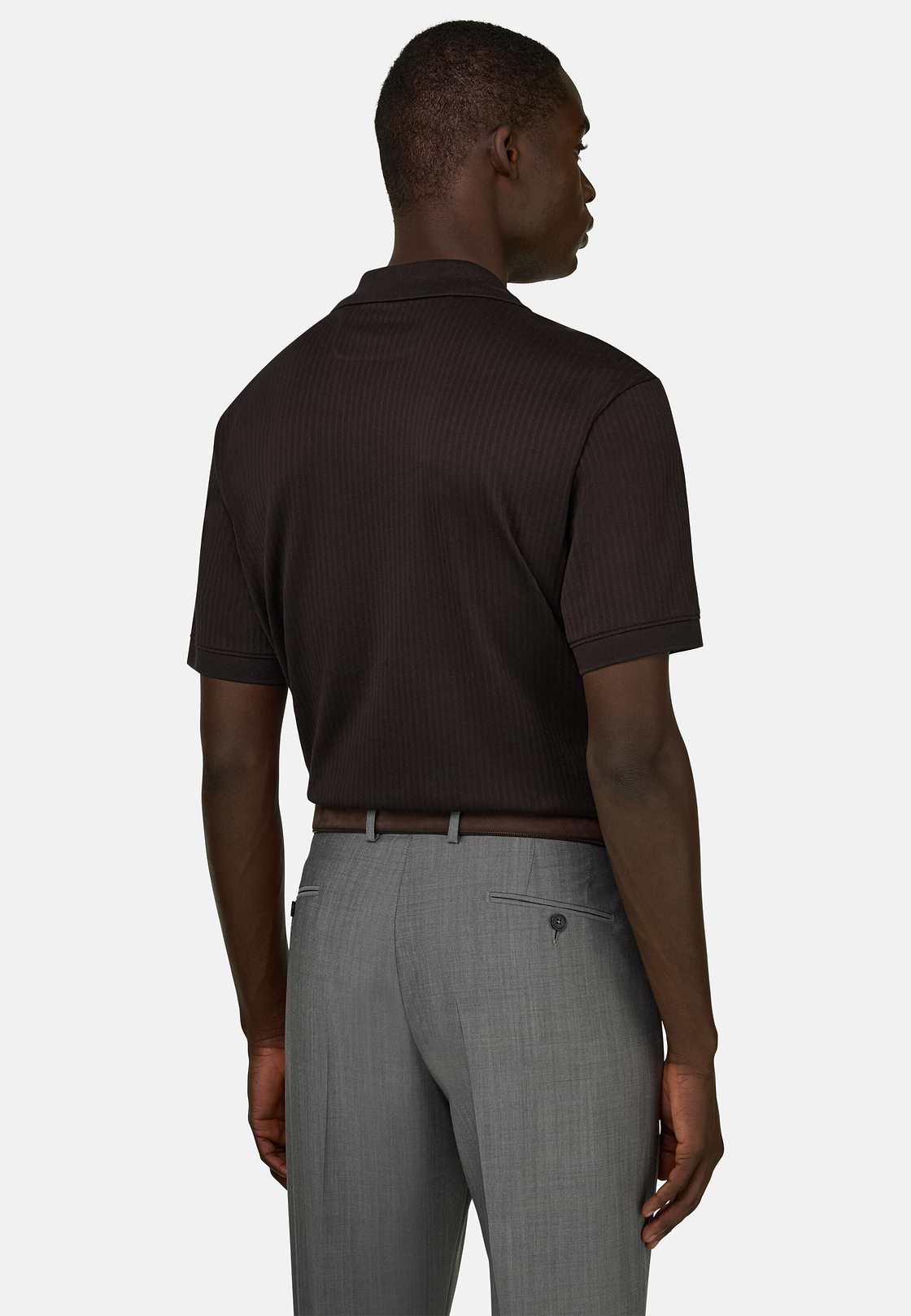 Polo In Cotone Pima Jacquard, Marrone scuro, hi-res, 3