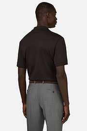 Polo In Cotone Pima Jacquard, Marrone scuro, thumb, 3