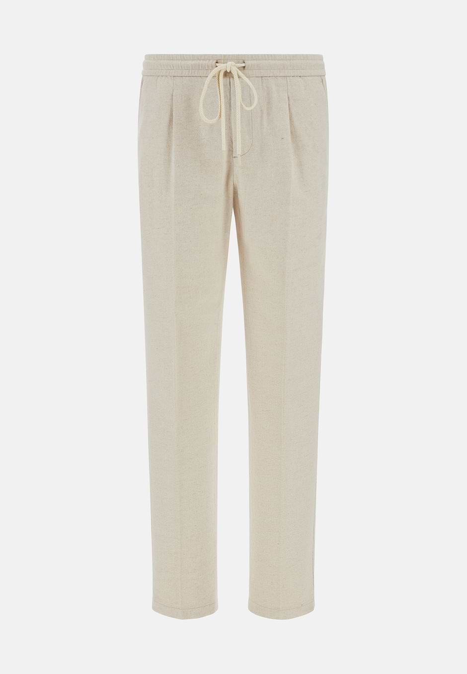 Pantalon City En Coton Et Lin, Sable, hi-res
