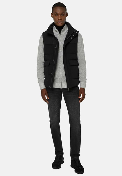 Men s Down Filled Nylon Waistcoat With Hood Boggi Milano