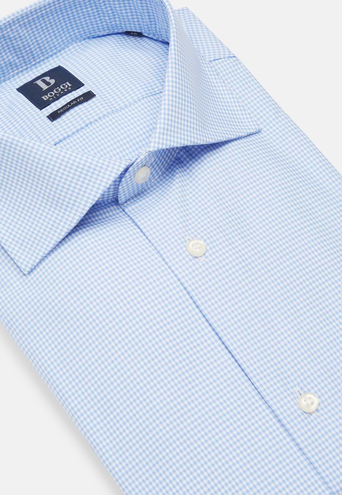 Camicia Check collo Windsor, Azzurro, hi-res