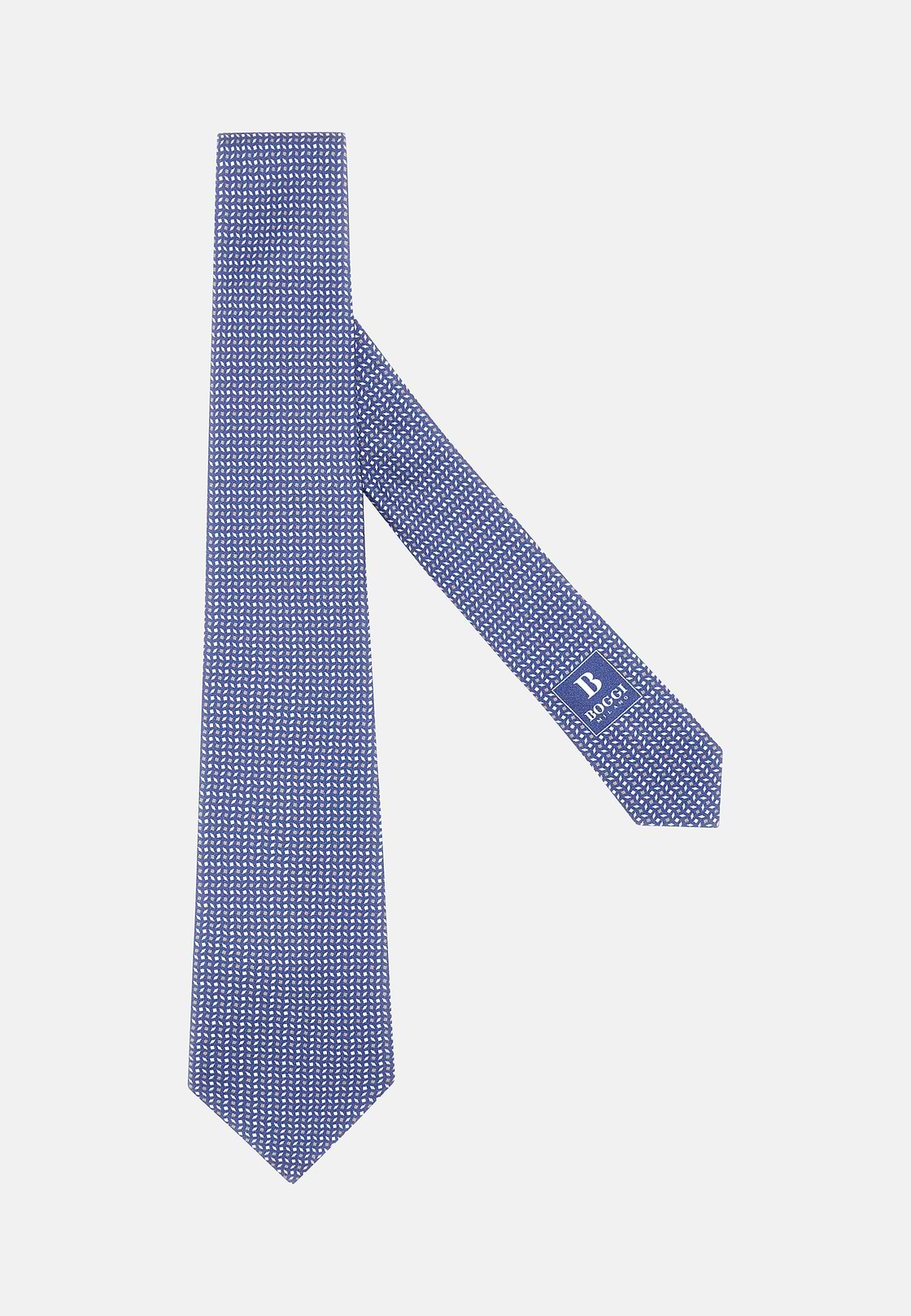 Patterned Silk Tie, Blue, hi-res