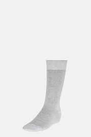 Herringbone Pattern Socks In Organic Cotton, Grey, hi-res