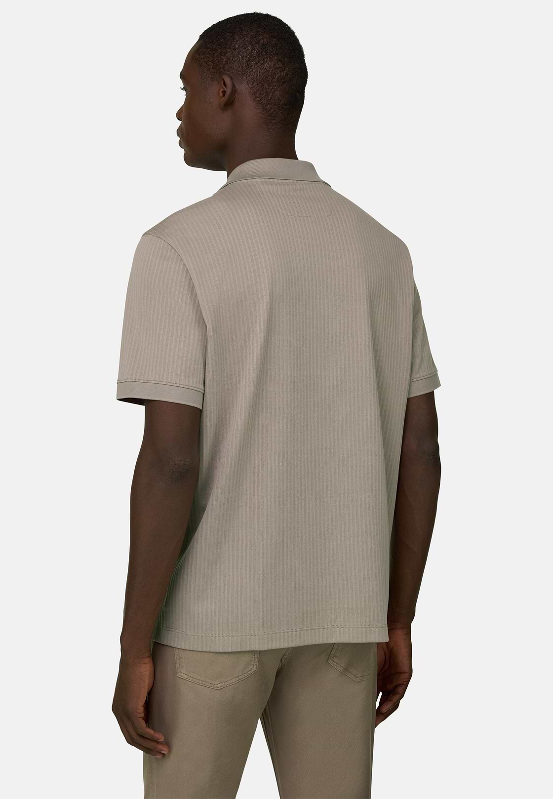 Polo In Cotone Pima Jacquard, Taupe, hi-res, 3