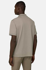 Polo In Cotone Pima Jacquard, Taupe, thumb, 3
