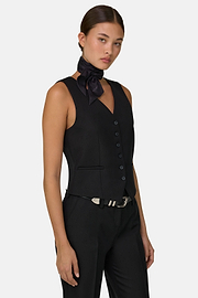 Waistcoat in Wool Blend, Black, thumb, 1