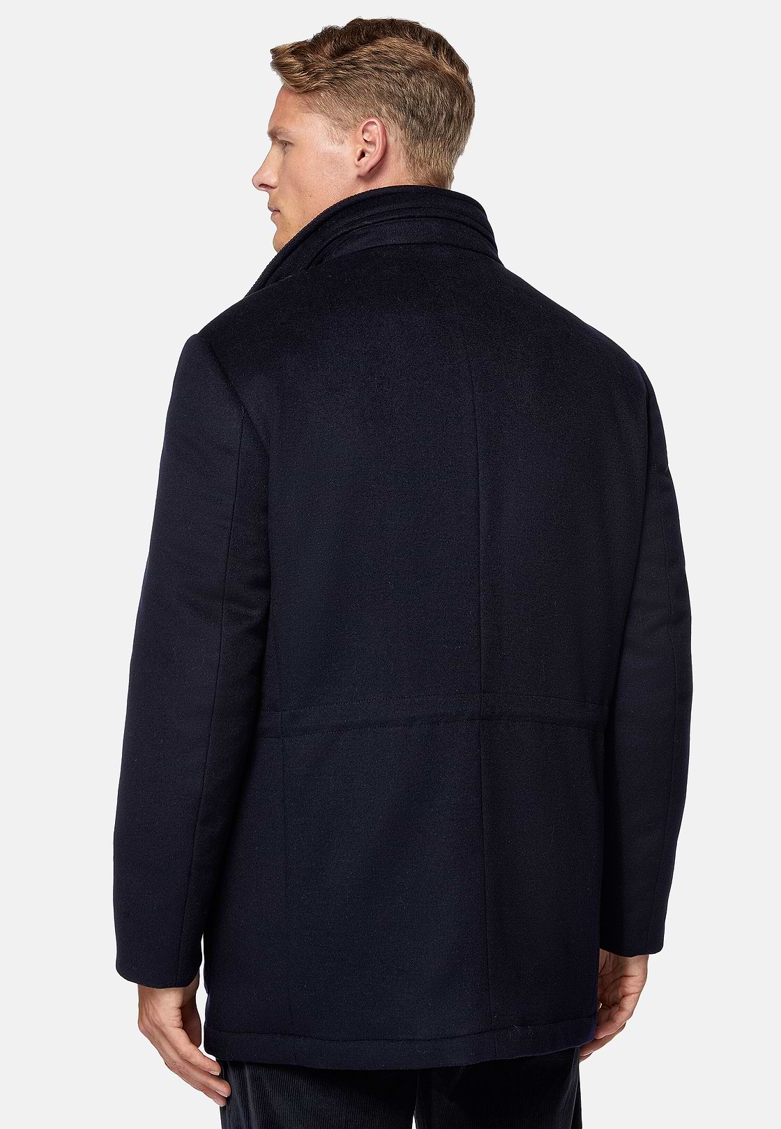 Car Coat Aus Kaschmir-Wolle, Gefüttert, Navy blau, hi-res