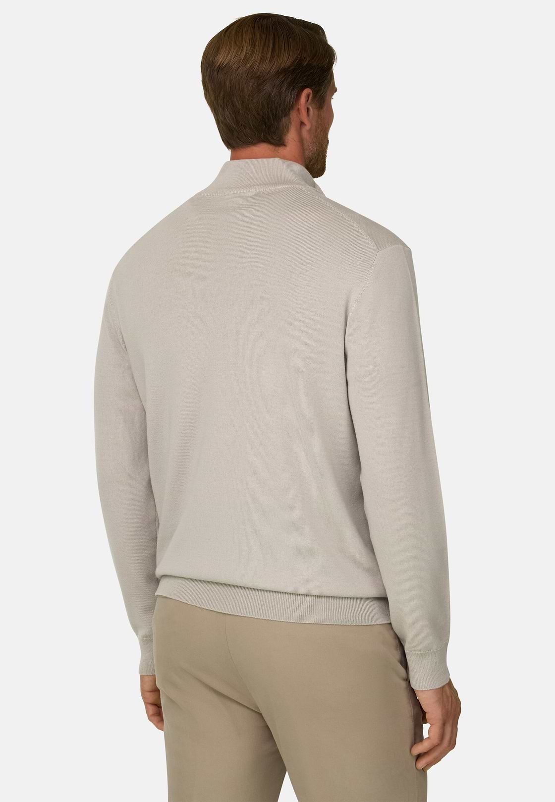 Quarter-Zip Jumper in Merino Wool, Sand, hi-res, 4