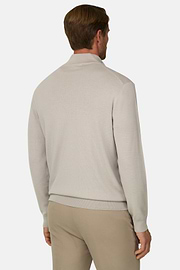 Quarter-Zip Jumper in Merino Wool, Sand, thumb, 4