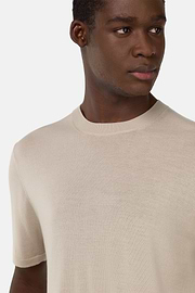 Knitted Merino Wool T-Shirt, Sand, thumb, 4