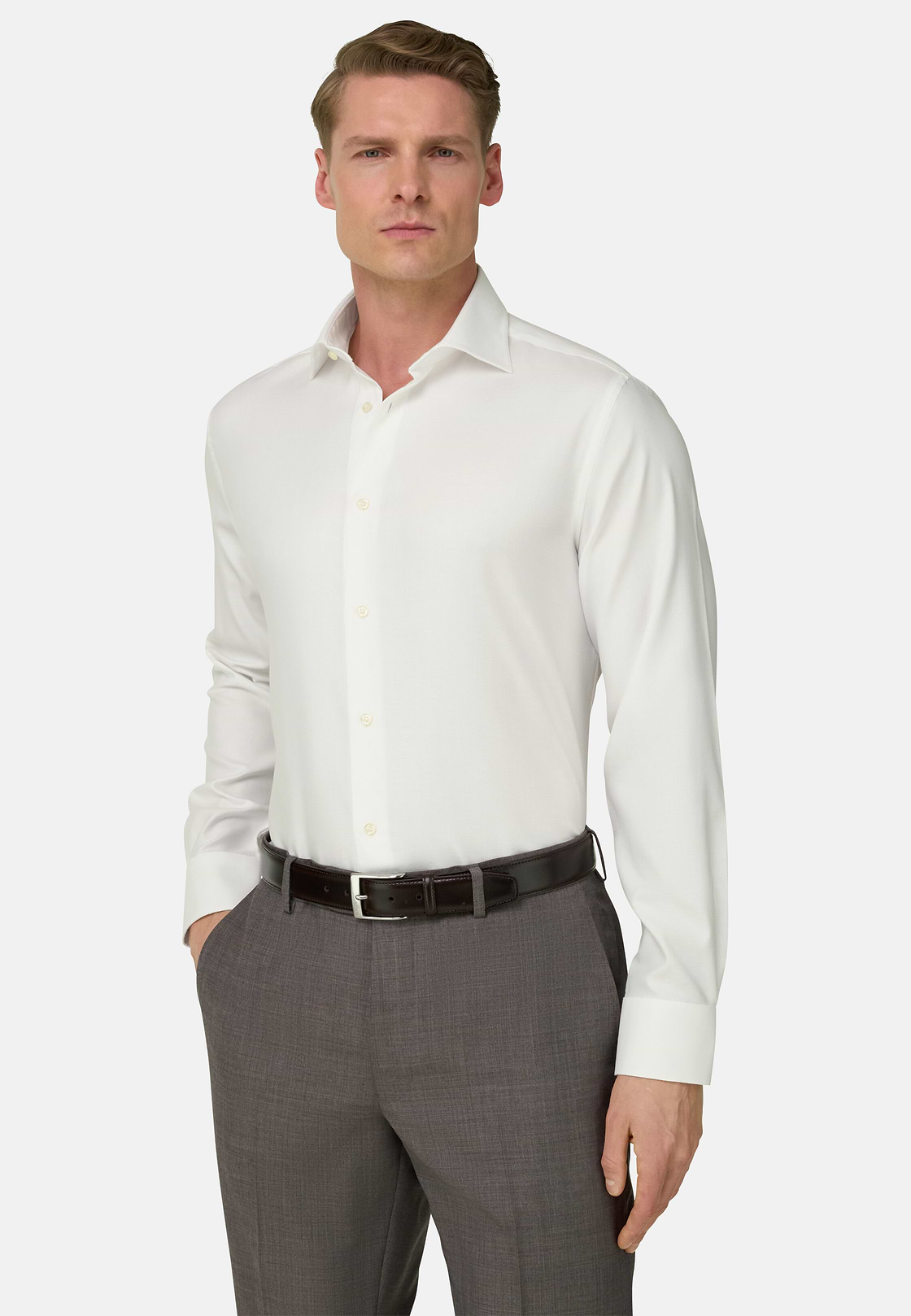 Hemd Aus Baumwolle Slim Fit, Weiß, hi-res, 2