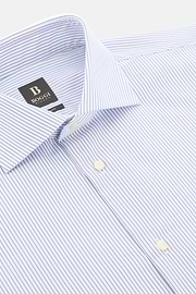 Camicia A Righe In Cotone Slim Fit, Azzurro, thumb, 5