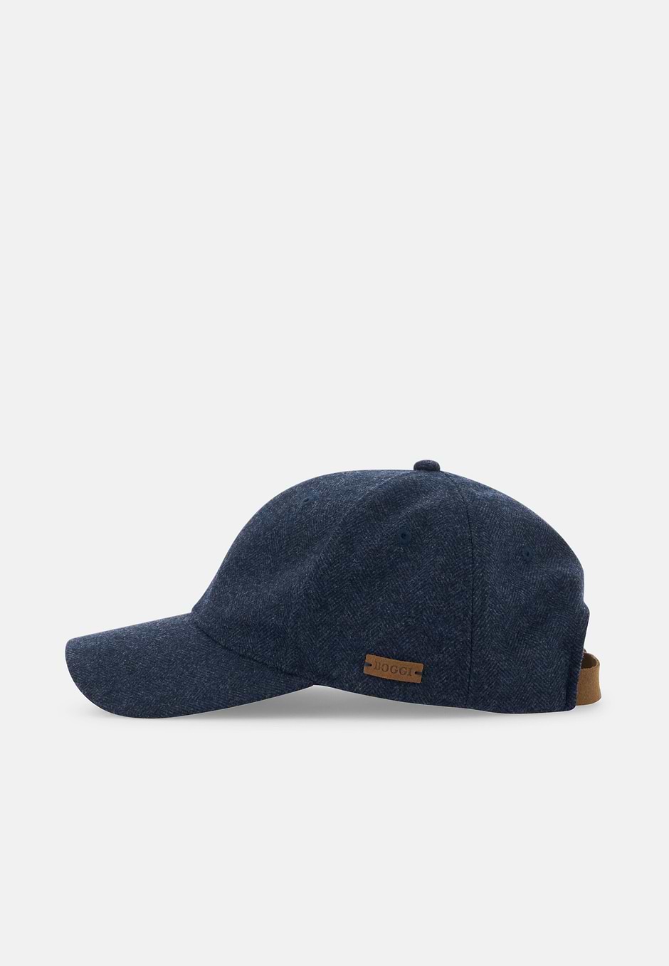 Peaked Cap in Wool Blend Herringbone, Navy blue, hi-res