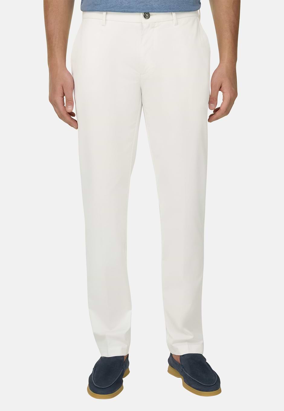 Pantalón De Algodón Elástico, Blanco, hi-res